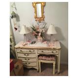 desk, stool, dresser, mirror , bed. $225