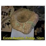 Estate Mini Auction in Tulare. Friday at 12pm. Indian Bowl, Mexican Pottery, Pewter