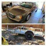 (5-21) Car, Trailer Auction. Ends Saturday 8pm. 2001 Cadillac, 4 by 8 Trailer. No Reserve