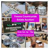 June 28 - West Fresno Country Estate Online Auction. 312 Lots. Ends Saturday 4p to 10p. Pick up Sund