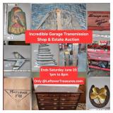 June. 20 - Incredible Garage Transmission Mechanic Shop with Estate Items. Snap On Tools. 451 Lots. 