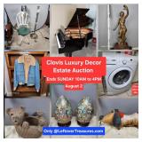 August. 2 - HUGE CLOVIS Luxury Decor ESTATE AUCTION Part 2. 326 Lots. Ends SUNDAY 10a to 4p. Pick up