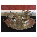 Gorham Sterling Tea and Coffee Set with Tray 