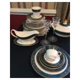 Royal Doulton Carlyle, Service for 12 PLUS Serving Pieces, Waterford Candlesticks 