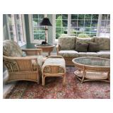 Six Piece Bamboo Patio Set with Cushions 