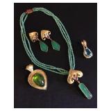 Custom Made Necklace and Earrings Set, Aquamarine Pendant