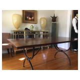 Black Walnut Dining Table with Wrought Iron Base