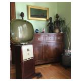 Philco Predicta, Sideboard with Pull Out Writing Desk, African Art, Vintage Kitsch, Cardinal Oil Pai