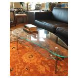 Comma/Kindney Shaped Glass Two Tiered Coffee Table 
