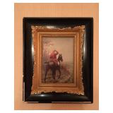Miniature Painting of a Fox Hunter on Horseback 