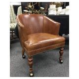 Barrel Back Leather Armchairs