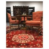 Octagonal Adjustable Height Pedestal Table from Old Colony Furniture Company, Persian Wool Rug, Fren