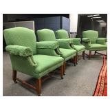 Chippendale Style Armchairs on Casters, Set of Four