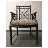 Bamboo Armchair with Leopard Print Upholstery 
