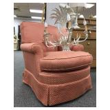 Pair of Upholstered Armchairs, Vintage Pineapple Light Fixture 