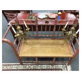 Rush Seat Curved Arm Bench