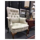 Detail of Rolled Arm Tufted Back Chairs, Pair Available