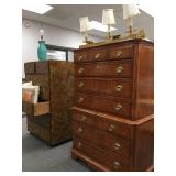Drexel Dresser with Brass Hardware, Three Lamp Sconce