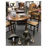 Hitchcock Stenciled Table and Rush Seat Side Chairs