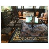 Fine Dining? Antique Double Pedestal Table with your Choice of Pierced Splat or Cognac Leather with 