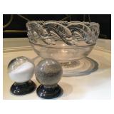 Tiffany Glass Bowl, Unique Salt and Pepper Shakers 