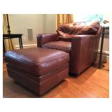 Hancock and Moore Leather Armchair and Ottoman 