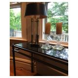 Modern Sofa Table, Metal Base with Marble Top