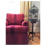 Crate and Barrel Armchair, Antique Stand with Drawer