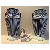 Blue and White Vases, Crystal Dove