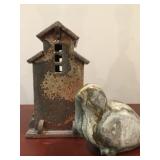 Ceramic House Stamped Saito, Carved Stone Bird 