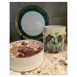 Pottery Barn Pheasant Plates, Hand Painted Porcelian Vase, Christian Dior Platter 