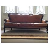 Leather Three Seat Sofa with Nailhead Trim 