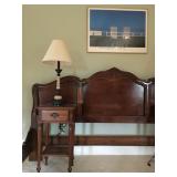 Antique Style Queen Bed, Vintage Bed Side Tables, Pair