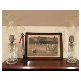 Cricket Print, Crystal Candle Stick Lamps 