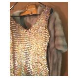 Sequin Dress, Fur Stole 