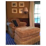 Boucle and Fringe Armchairs, Pair, and Ottoman from Schumacher