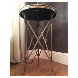 Brass and Marble End Tables, Pair