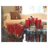 Camel Back Sofa in Damask, Vintage Barware