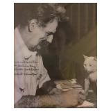 Albert Schweitzer with Cat. Signed