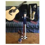 Guitar, Student Saxophone, Americana Folk Art 