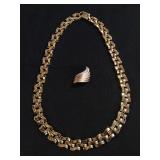 Gold Necklace, Diamond Studded 14K Pin 