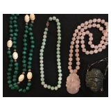 Jade, Jadite and Rose Jade Necklaces 