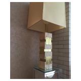 Frederick Cooper Vintage Brass and Stone Lamp, Mirrored Pedestal 