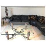 Italian Renaissance Cocktail Table from Jeffco, Hand Forged Wrought Iron Stretcher with Carved Legs,