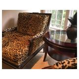 Gustavian Lounge Chair from Charles Pollock in Leopard Print, Nailhead Trim 