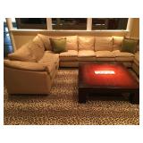 Leather Sectional from Leather Creations in Natick, EJ Victor Square Cocktail Table