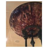 Amber Glass Lamp Dome Floor Lamp with Horse Head Detail