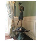 Bronze Statue/Fountain of Girl on Turtle