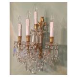 19th c Baccarat Crystal and Bronze Sconces, Pair 