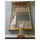 Baccarat Bronze Vase, Regency Gilt Mirror with Swag and Griffin Detail 